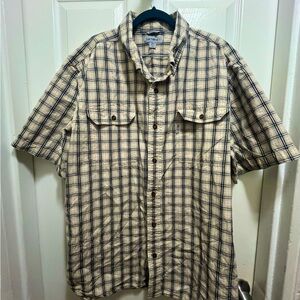 Carhartt plaid button up shirt  100% cotton SIZE: 2XL